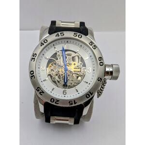 Rougois Automatic Skeleton Dial Naval Diver Watch Black 10 ATM Water Resistant